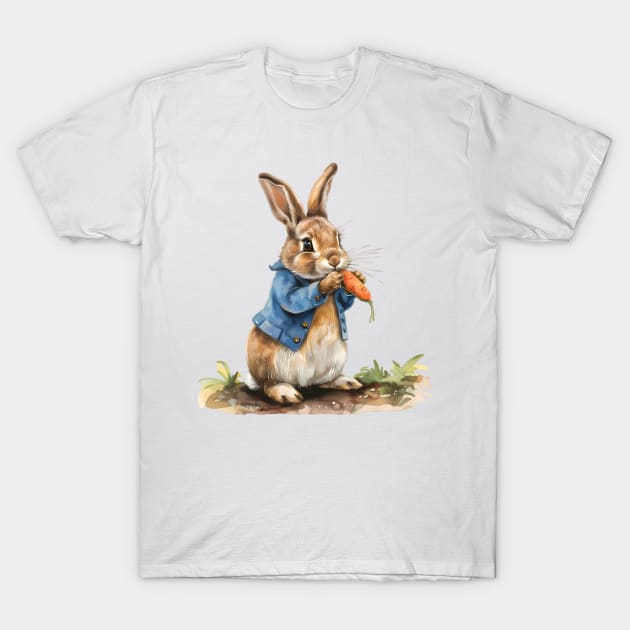 Peter Rabbit eating carrot T-Shirt by VelvetEasel